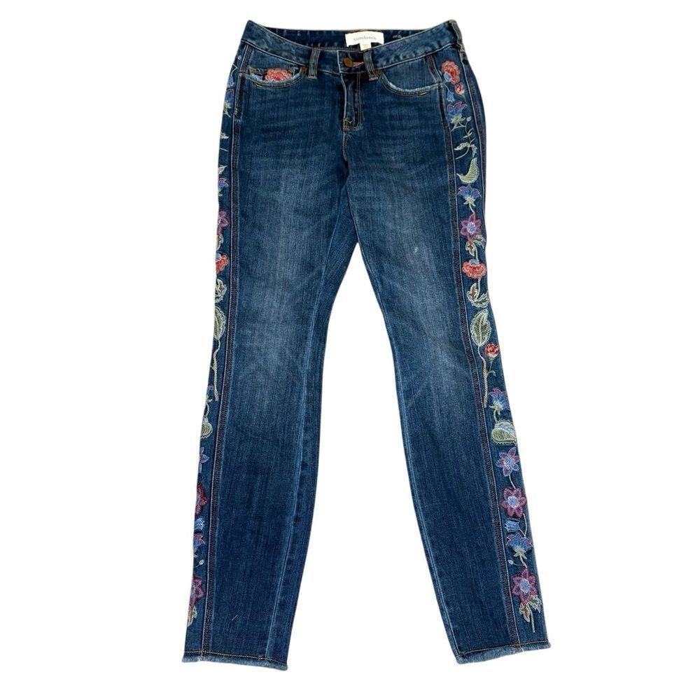 DRIFTWOOD Jackie Blue Jeans with Floral Embroidery! Size 24. Great Condition!!